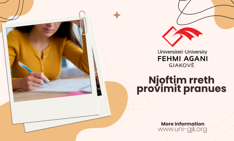 Njoftim rreth provimit pranues për Bachelor - Gjuhë Shqipe dhe Letërsi